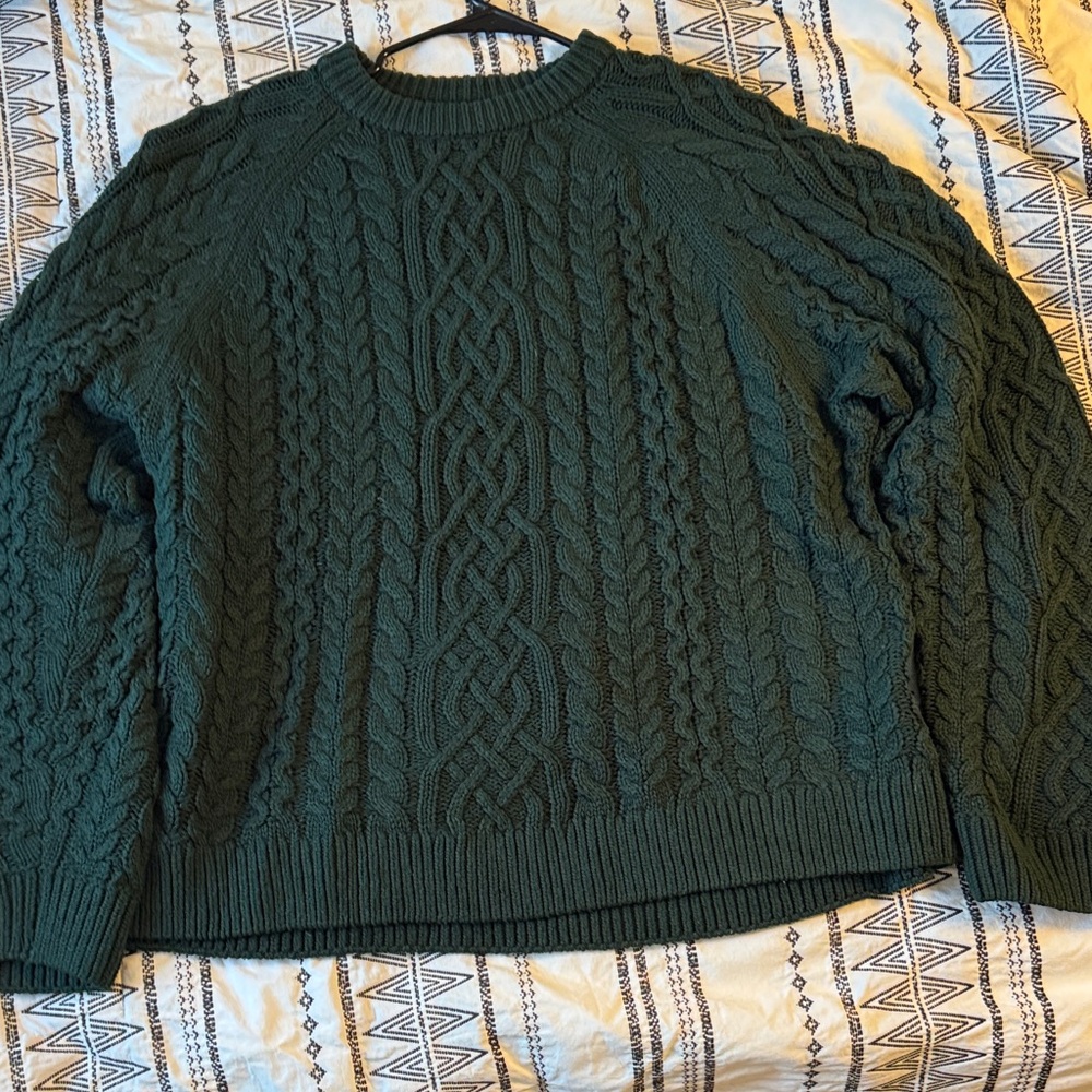 Abercrombie Green Cable Knit Sweater